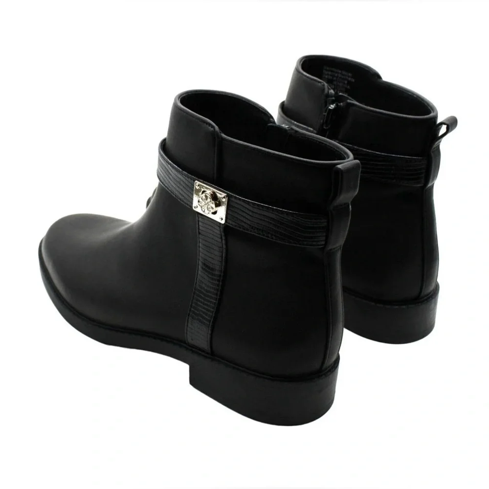 Jevevaa Womens Faux Leather Almond Toe Ankle Boots